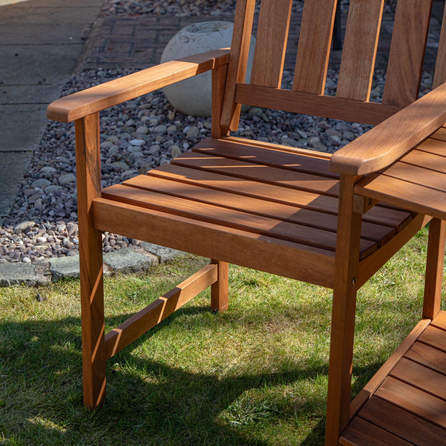 2 Person Wooden Garden Bench Love Seat & Table Garden Furniture