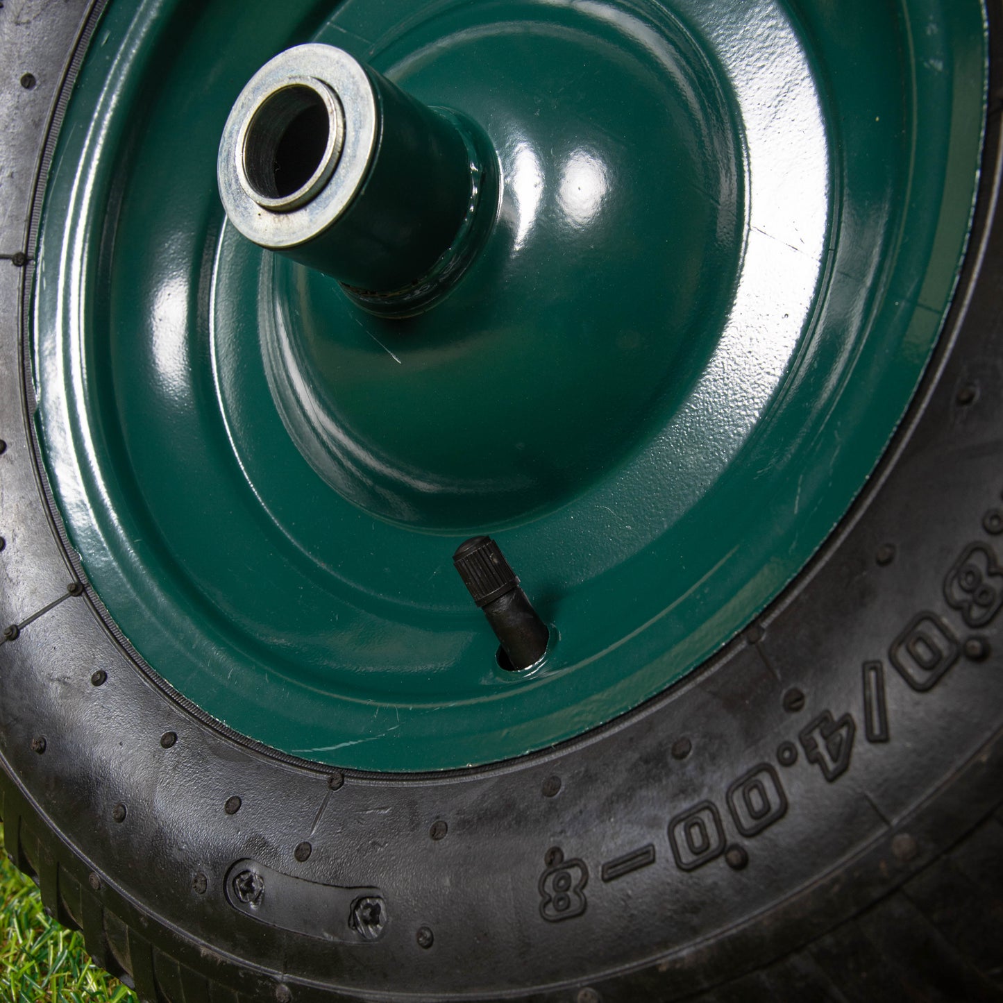 Replacement 16" x 4" Pneumatic Heavy Duty Garden Wheelbarrow Wheel & Axel In Green