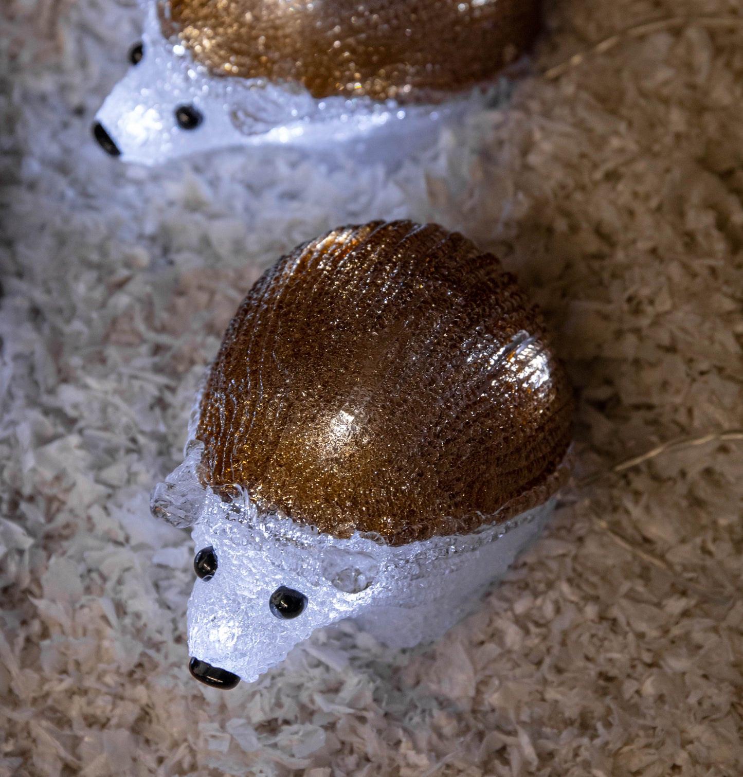 Factory Seconds: Set of 5 Battery Operated Brown Acrylic Christmas Hedgehogs with Cool White LEDs