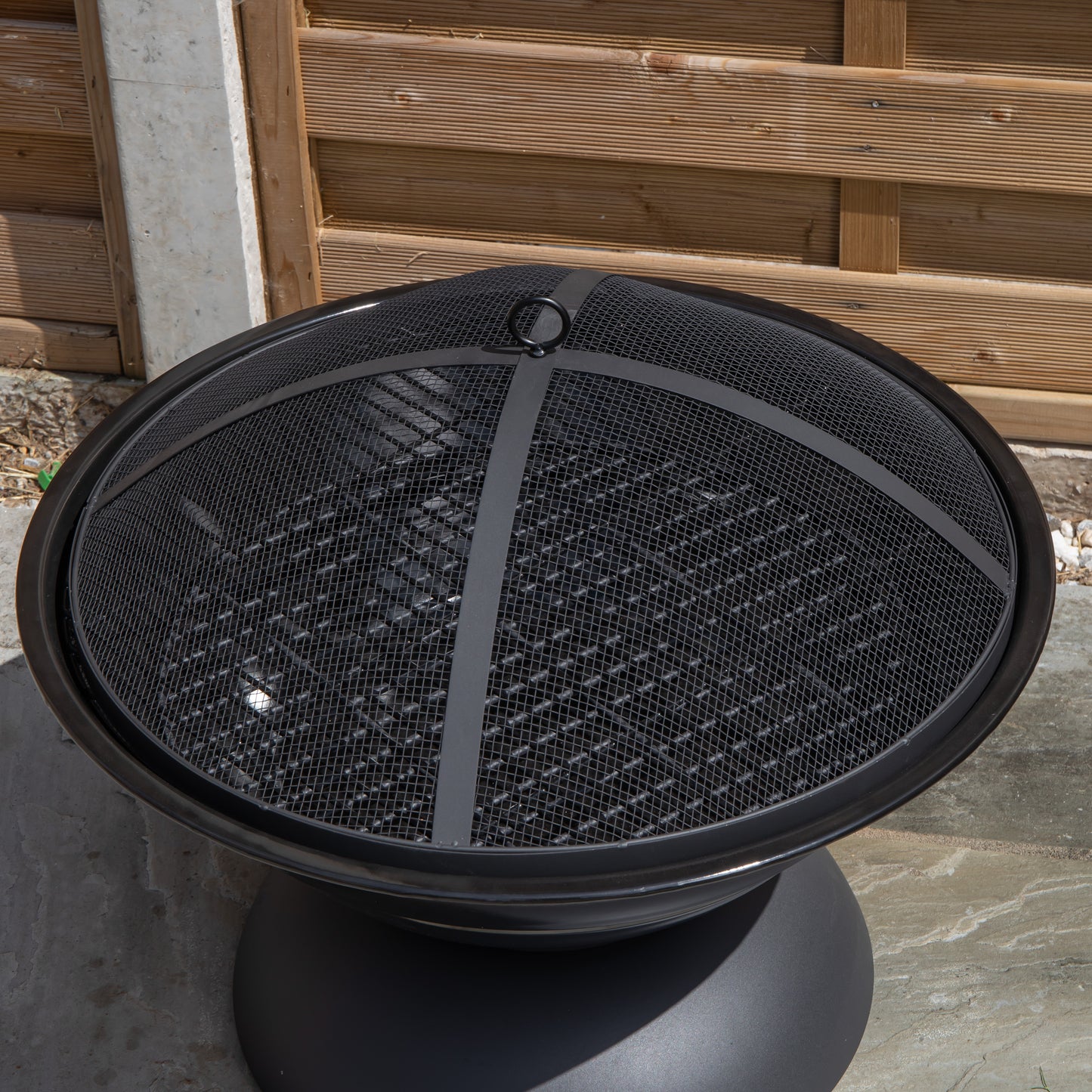 52cm Black Steel Outdoor Lustre Enamelled Firepit with Fire Poker