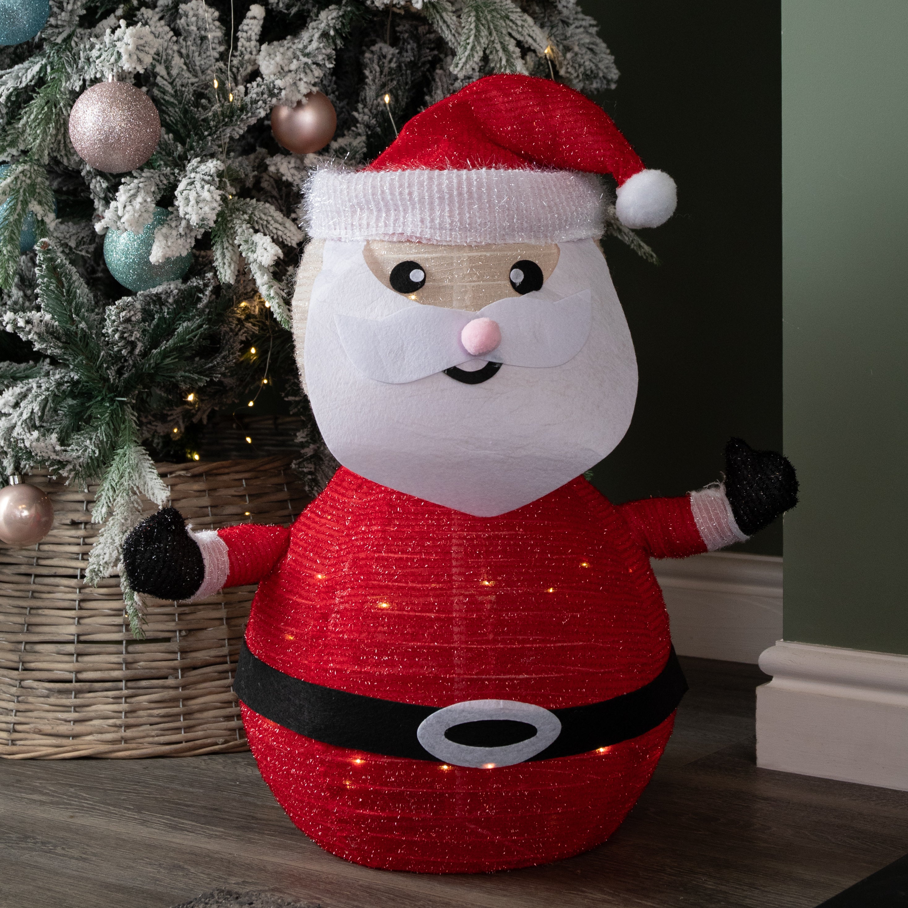 72cm Battery Operated Light up Pop up Christmas Santa with Warm White LEDs