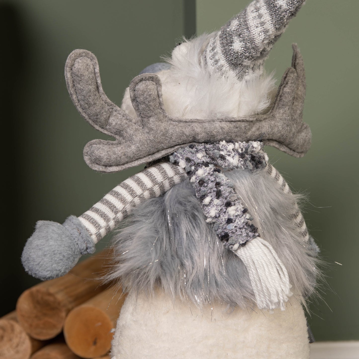 56cm Battery Operated Light up Grey Christmas Standing Reindeer