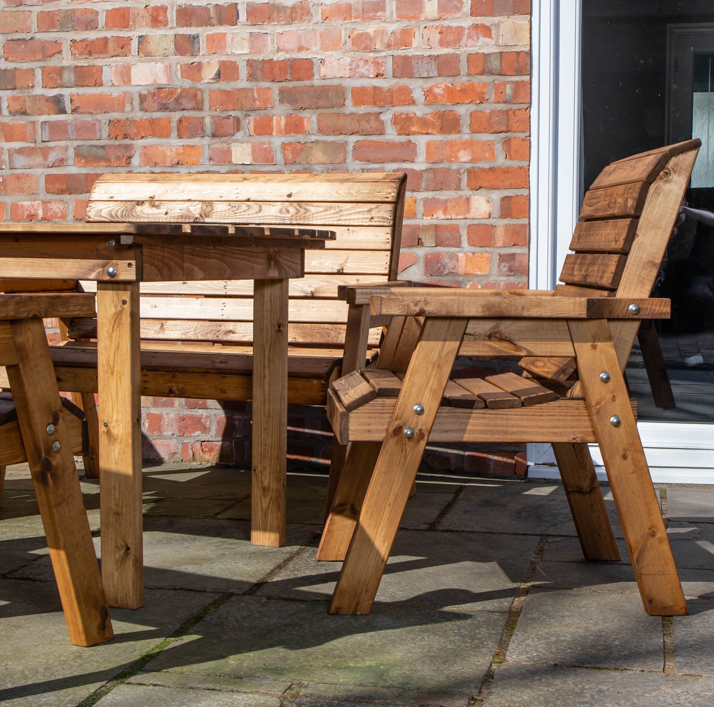 Hand Made 6 Seater Rustic Wooden Garden Furniture Table and Bench/Chairs Set