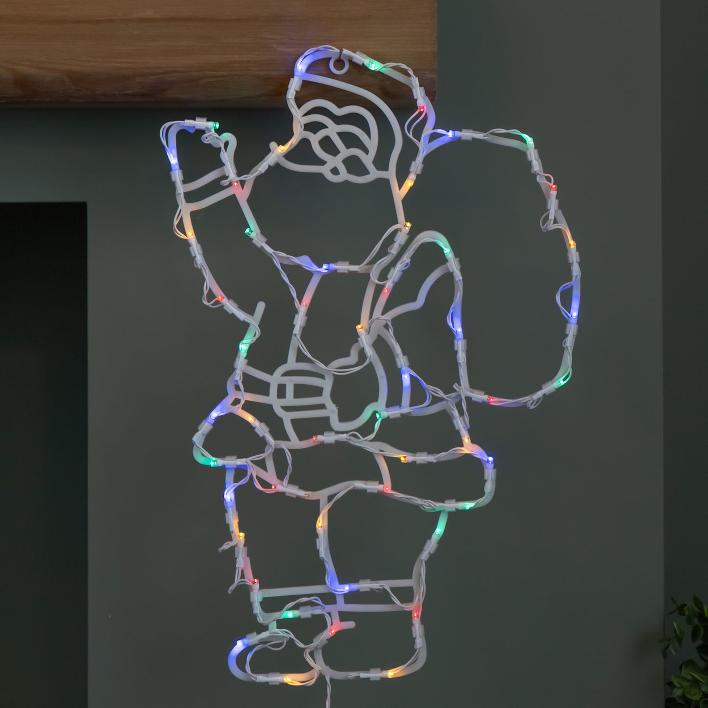 44cm Battery Powered Light up Hanging Christmas Santa with Multi-Coloured  Multi-Action LEDs