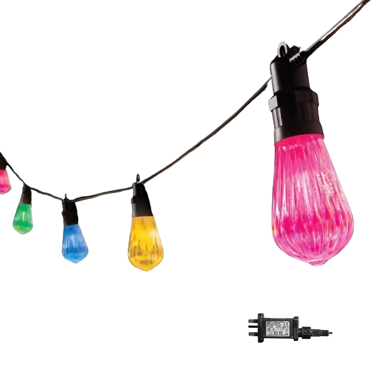 9.5m Set of 20 Connectable Fluted Festoon String Lights with Multi-Coloured LEDs