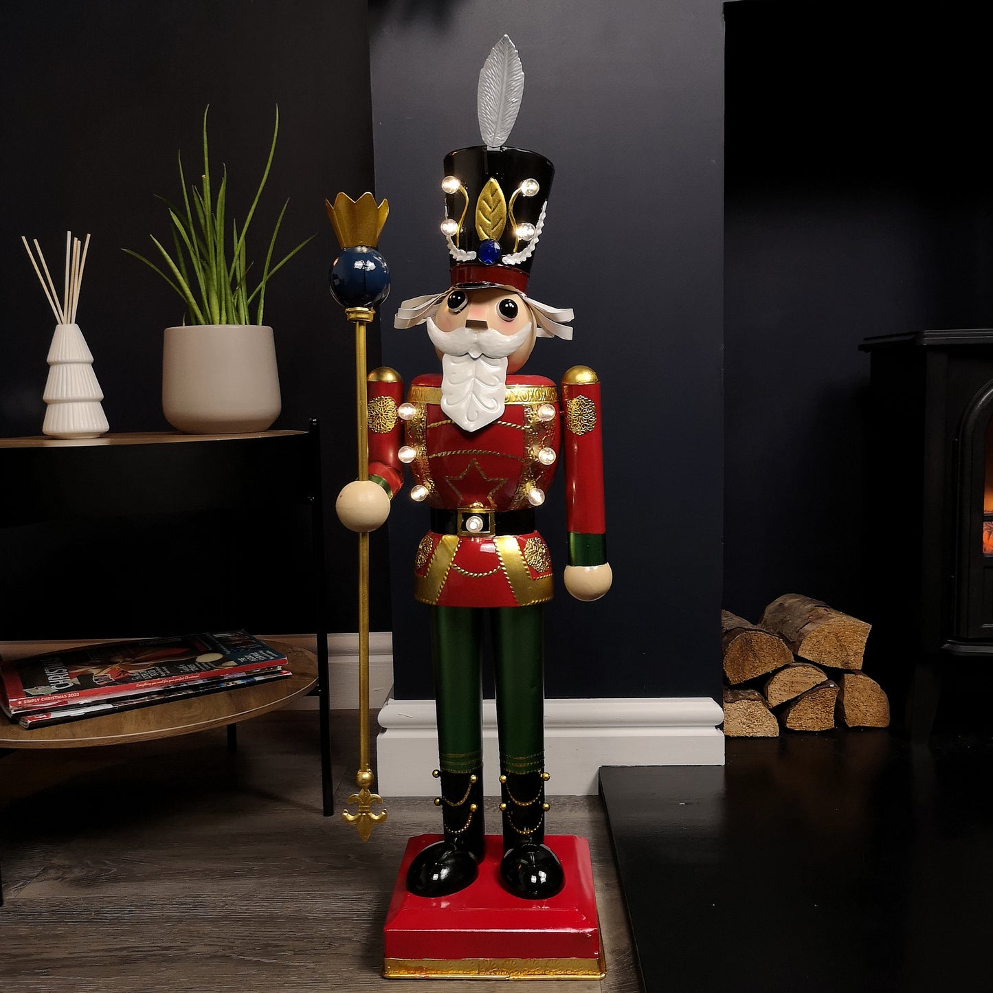 80cm Light Up Nutcracker Soldier LED Christmas Wooden Ornament Home Decoration