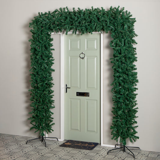 8ft (2.40m) Samuel Alexander Single Door Plain Green Flat Top Christmas Tree Arch with 2000 Tips