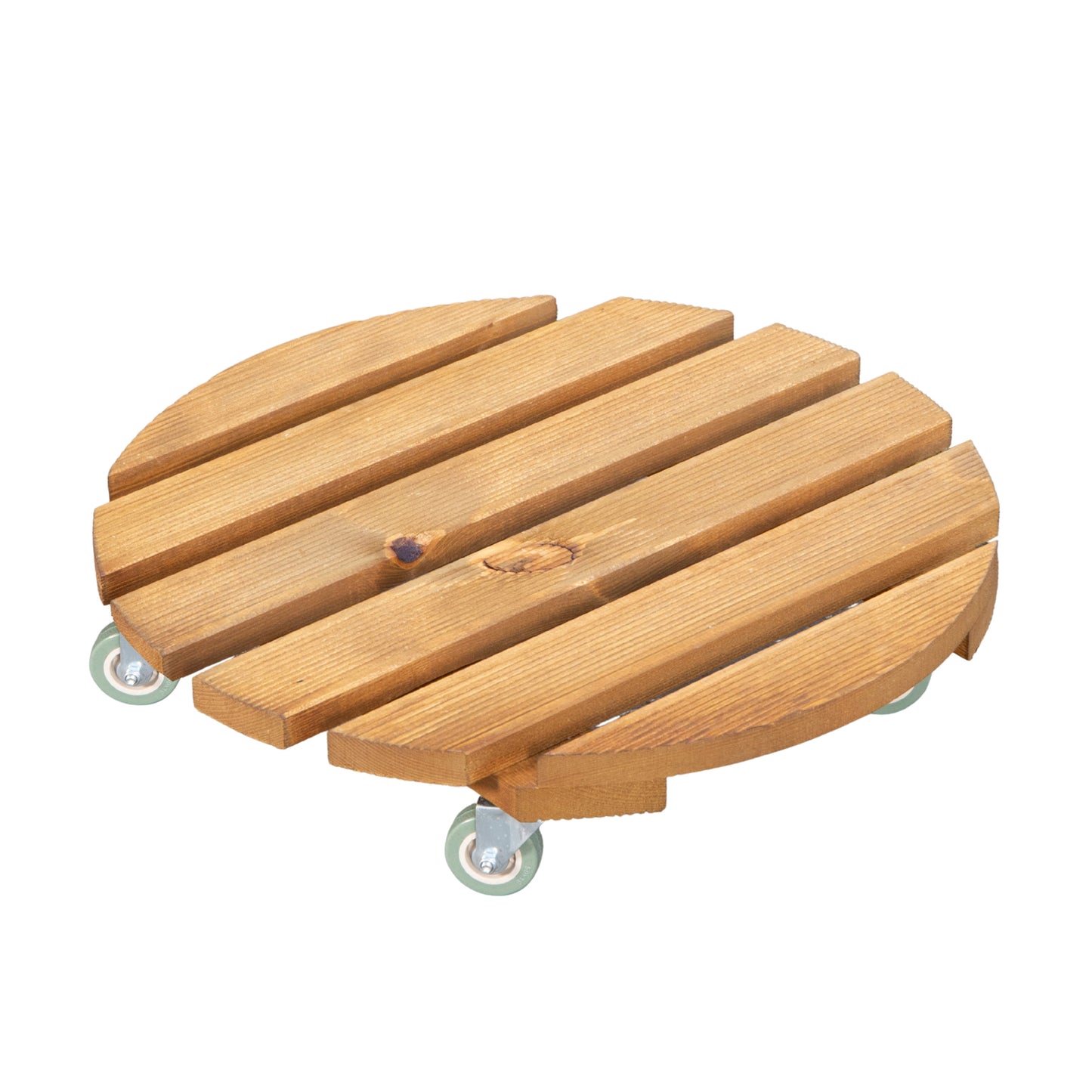 50cm Heavy Duty Traditional Wooden Plant Stand Trolley on Metal Castor Wheels