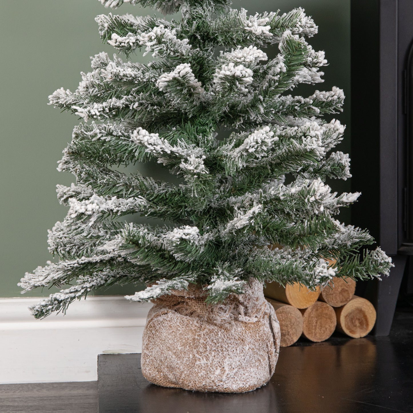 3ft (90cm) Mini Imperial Snowy Christmas Tree in Jute Bag