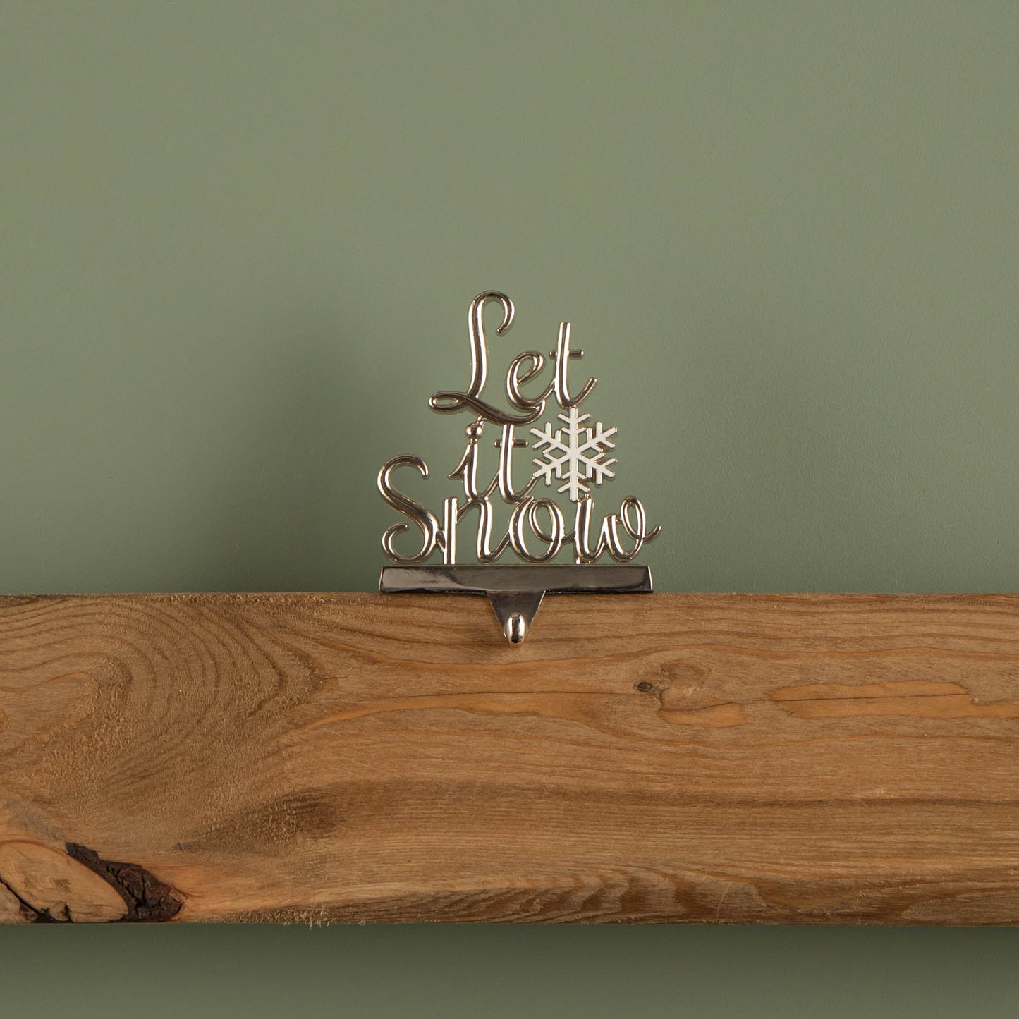 22cm Silver Christmas Stocking Hanger - Let it Snow