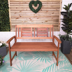 Outdoor 4 Person Folding Rectangular Wooden Garden Patio Dining Table Benches Parasol and Base Set 