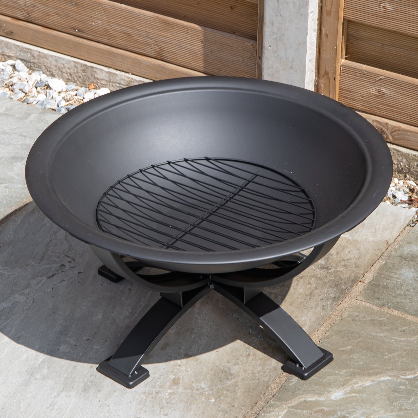 43cm Black Steel Outdoor Garden El Clasico Firepit with Fire Poker