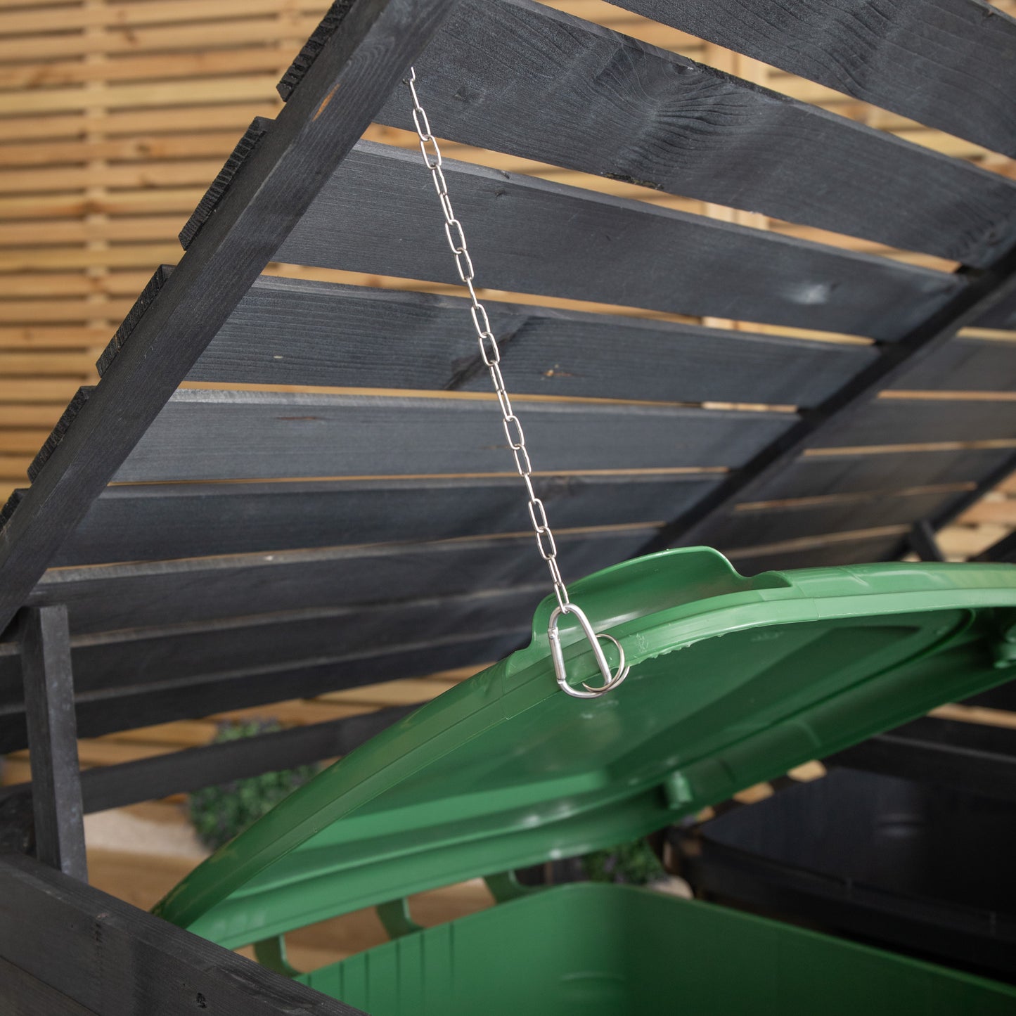 1.43m x 1.16m Outdoor Wooden Garden Double Wheelie Bin Store Storage for 2 Bins in Anthracite