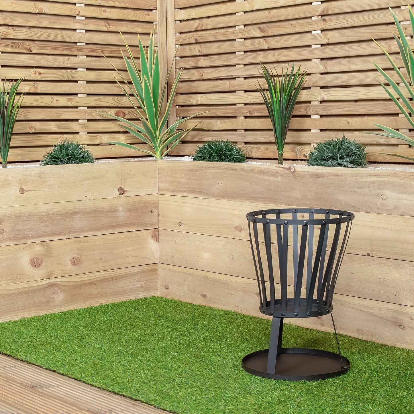 35cm Outdoor Black Steel Garden Log Burner Fire Basket