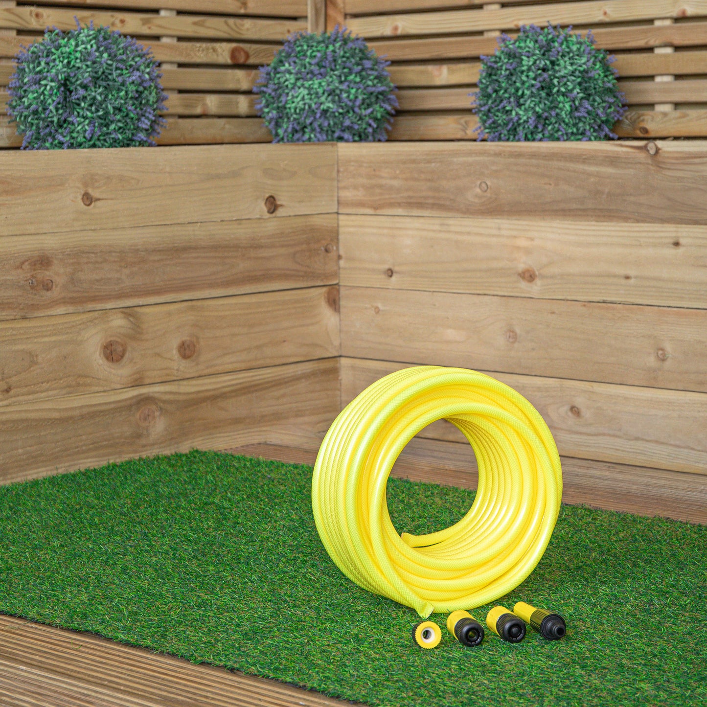 25m Yellow Reinforced Kink Resistant Garden Hose Pipe with Connectors 