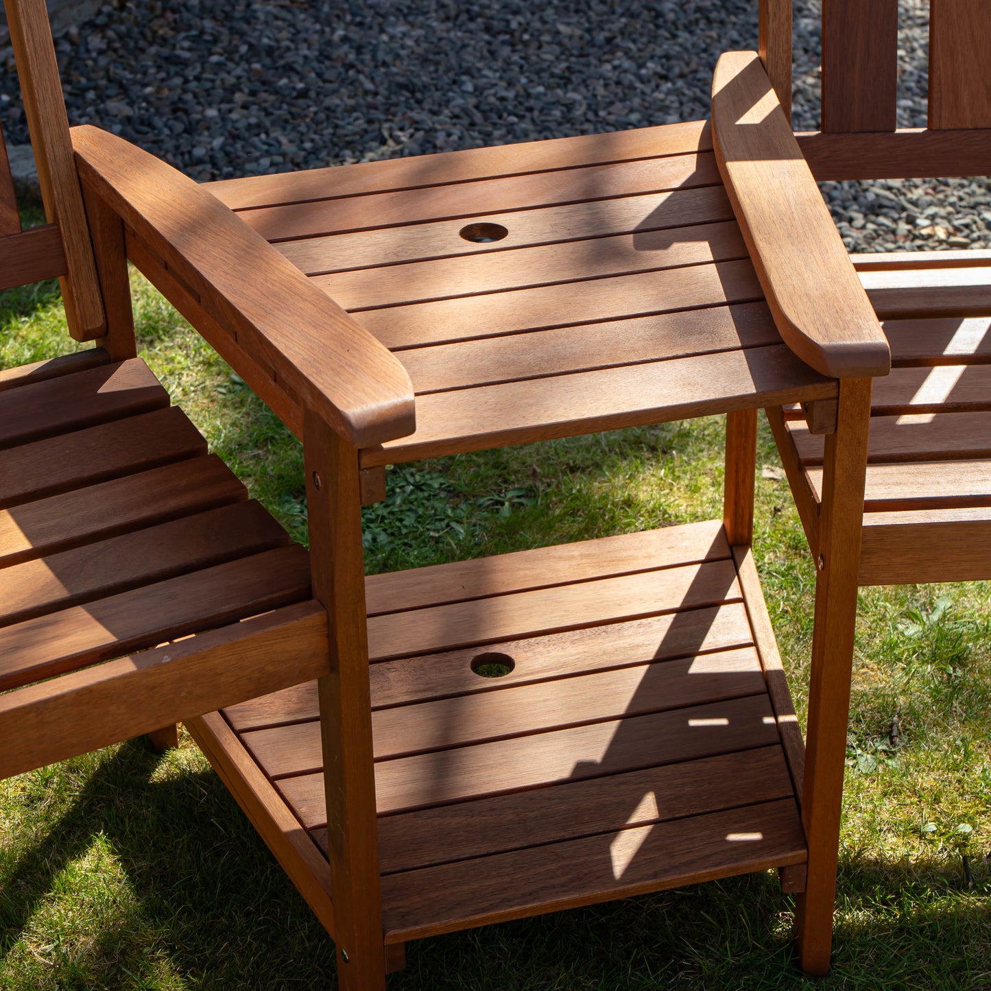 2 Person Wooden Garden Bench Love Seat & Table Garden Furniture