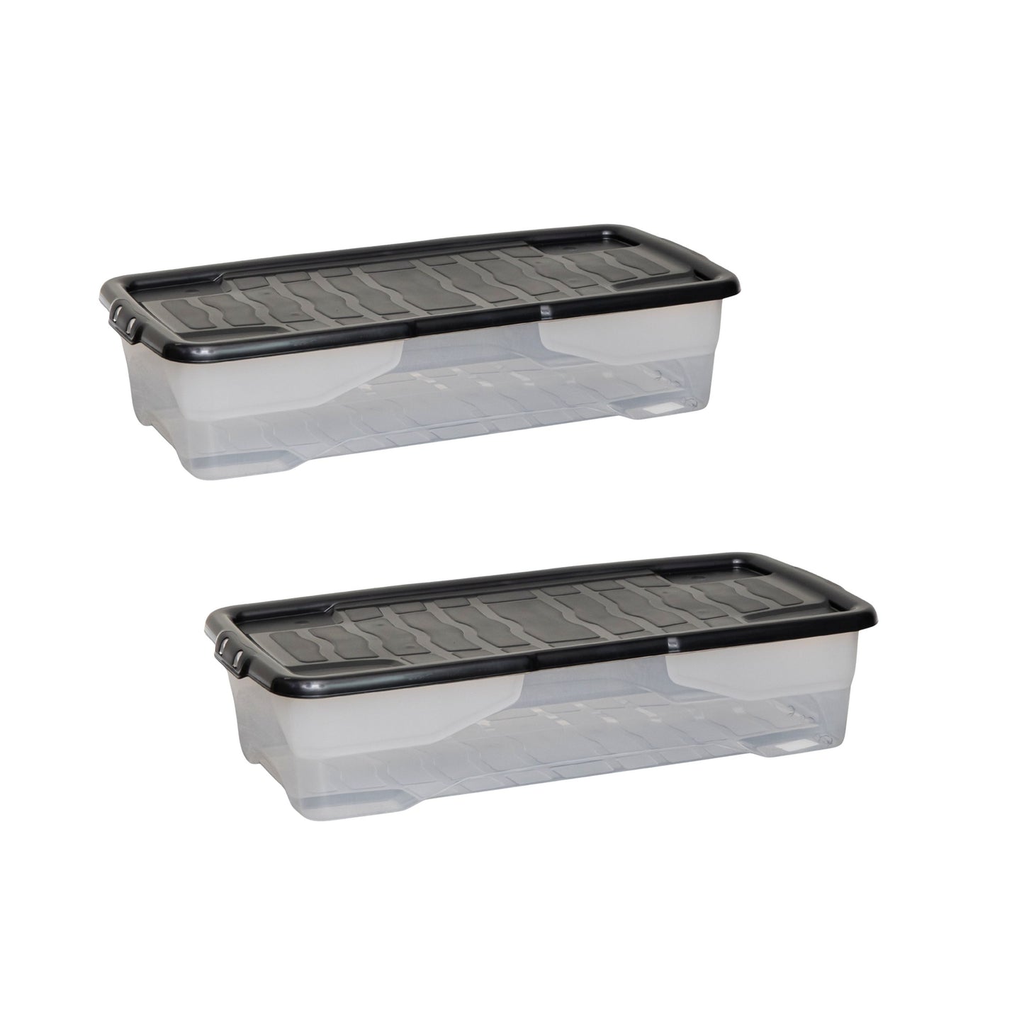 2 Pack of 42L Under Bed Clear Stackable and Nestable Storage Boxes