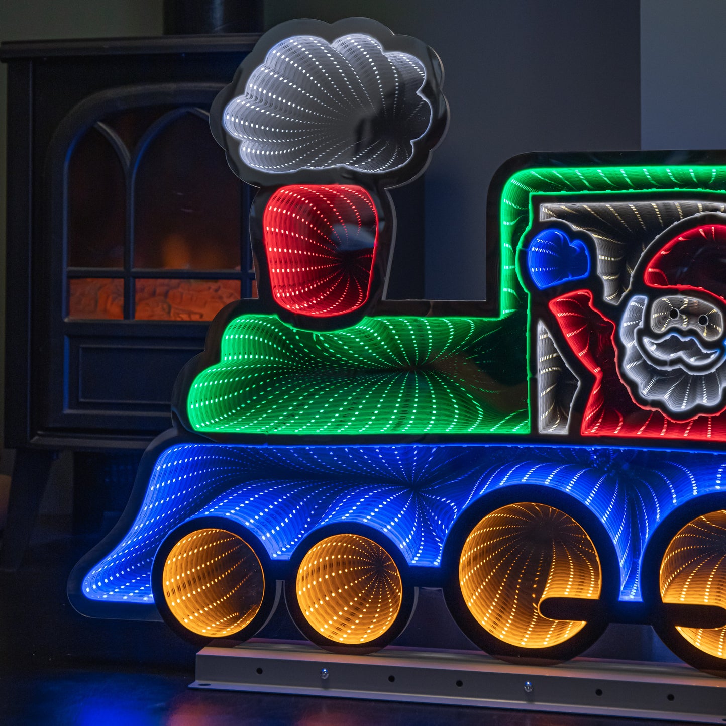 63cm Light up Christmas Train Infinity Decoration with Santa & LEDs