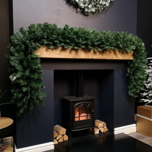 2.7m (9ft) x 38cm Premier Luxury Extra Bushy Plain Green Christmas Garland