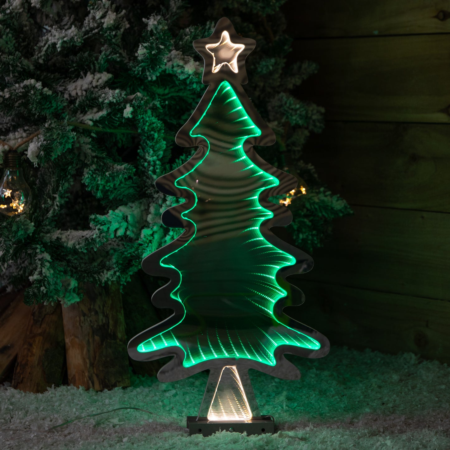 60cm Light up Christmas Tree Infinity Decoration with Green LEDs on Metal Base