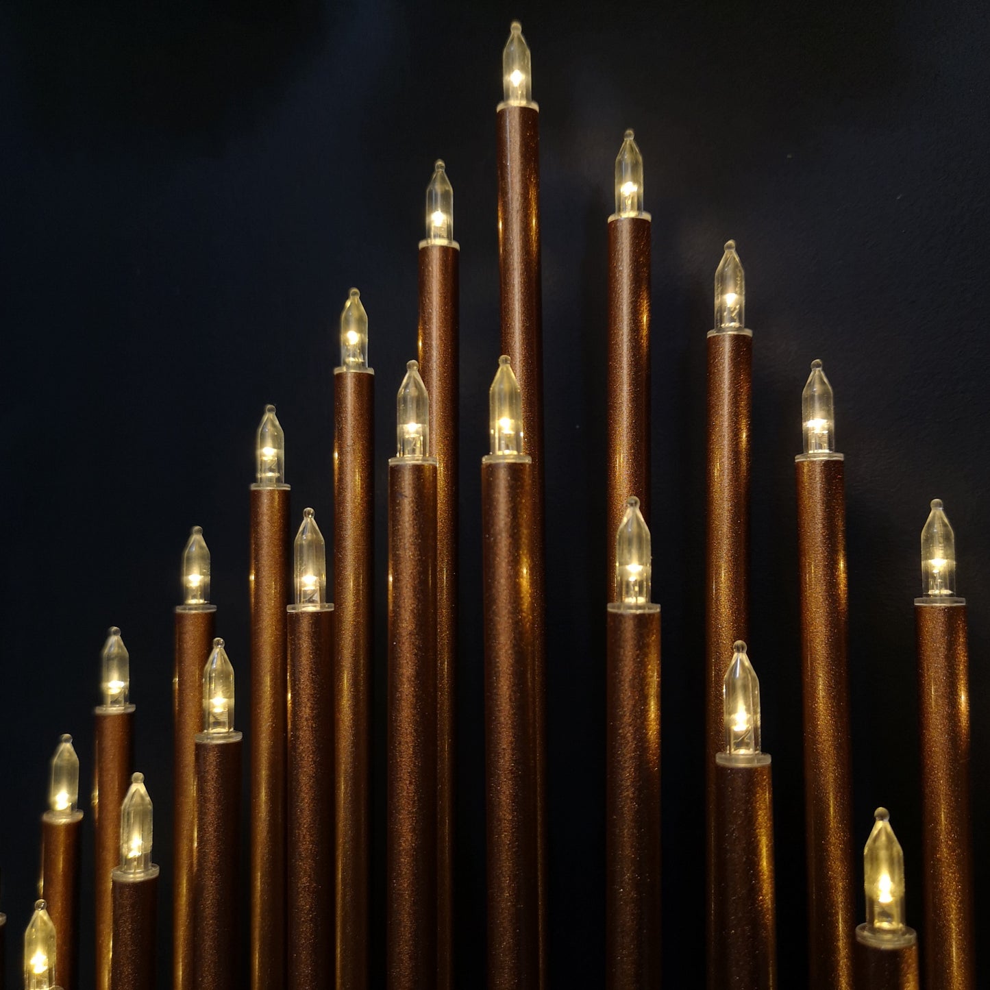 34cm Light up Rose Gold Christmas Candlebridge with 33 LEDs in Warm White