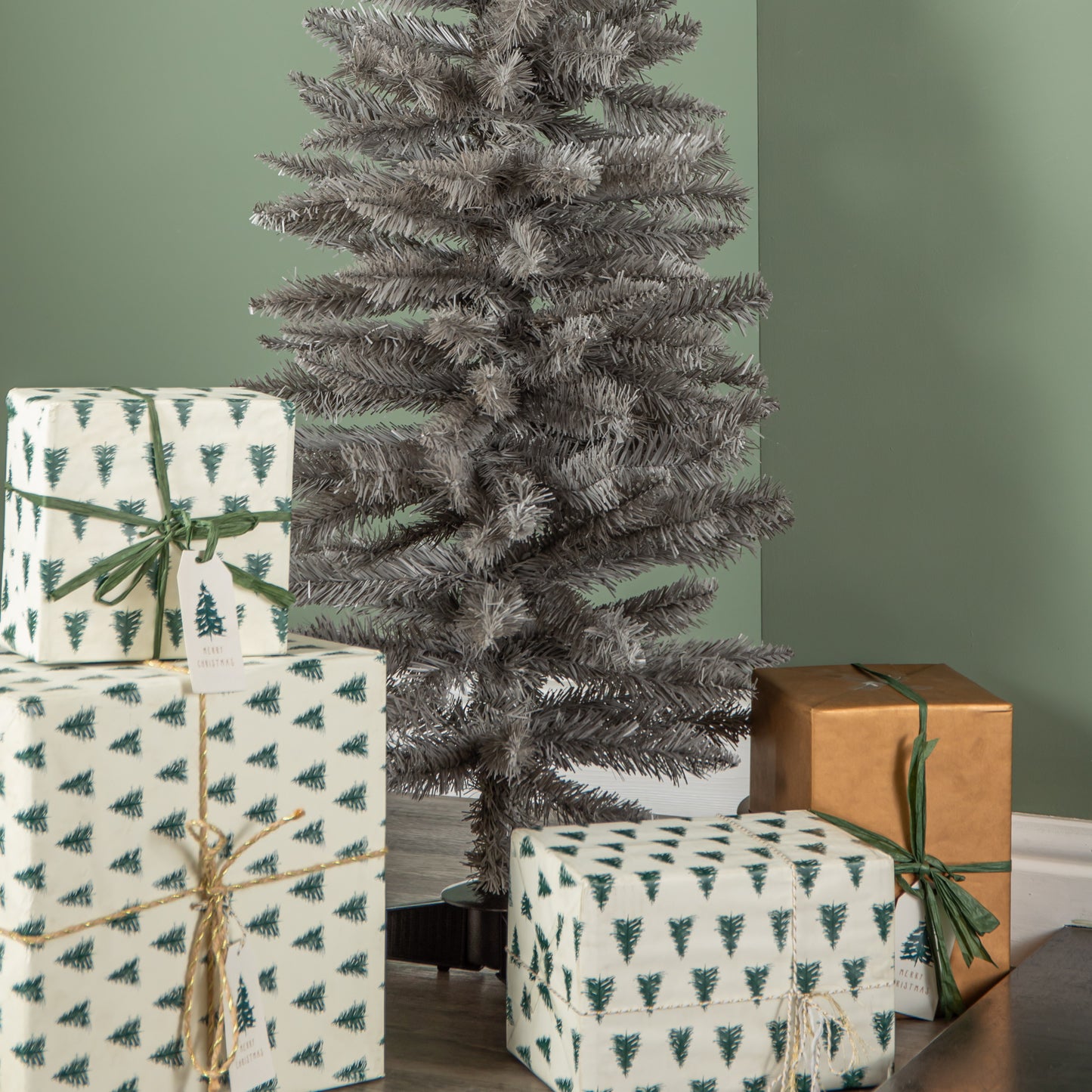 5ft (150cm) Artificial Pencil Pine Grey Christmas Tree with 168 Tips & Stand