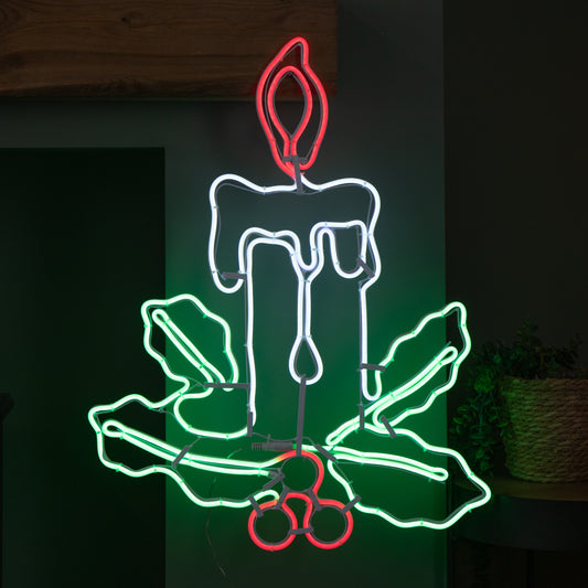 72cm Light up Neon Flex Effect Christmas Candle Decoration with Multi-Coloured LEDs