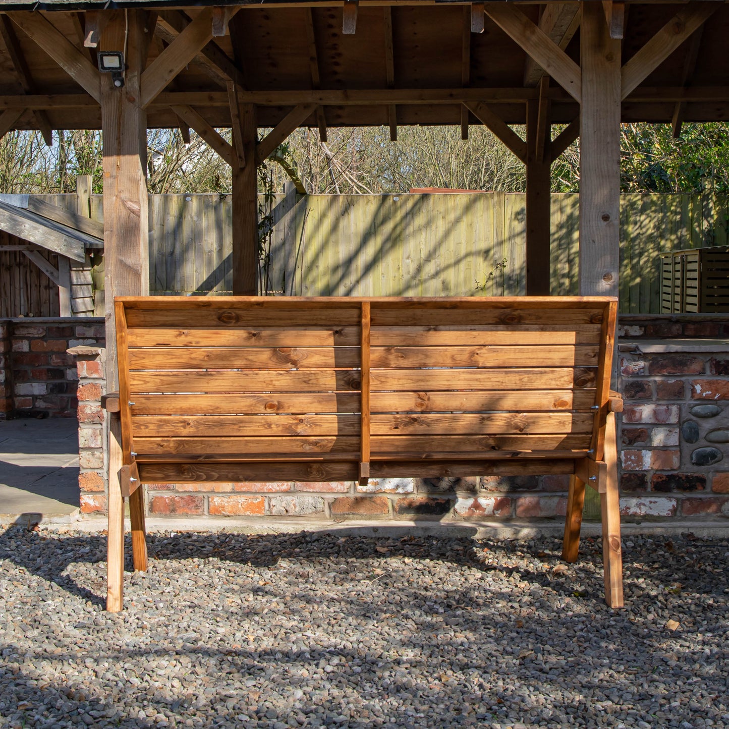 Charles Taylor Hand Made Traditional 3 Seater Chunky Rustic Wooden Garden Bench Furniture Assembled