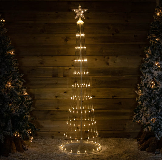 1.8m Light up Christmas Cone Tree with 220 Warm White LEDs and Timer Function
