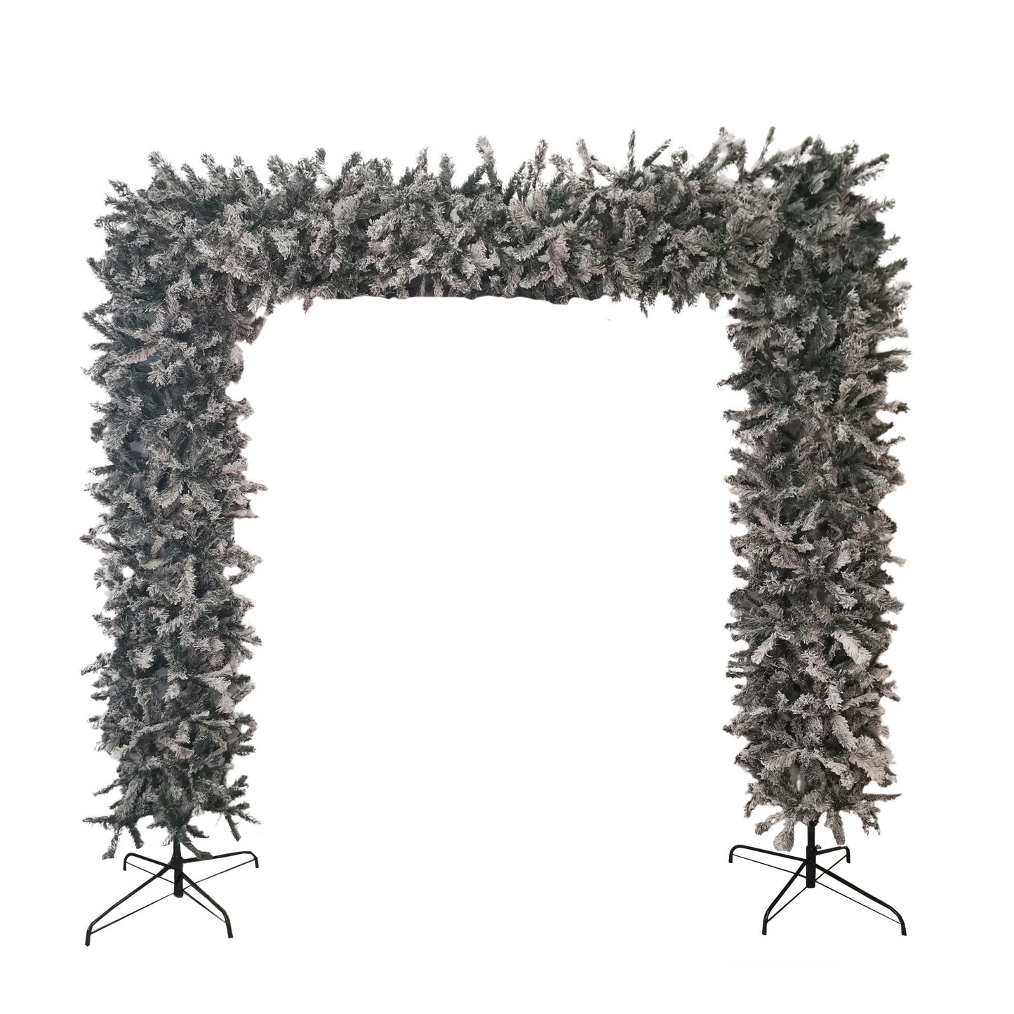 Factory Seconds: 8ft Indoor Flocked PVC Christmas Tree Arch with Snow Tips and Flat Top