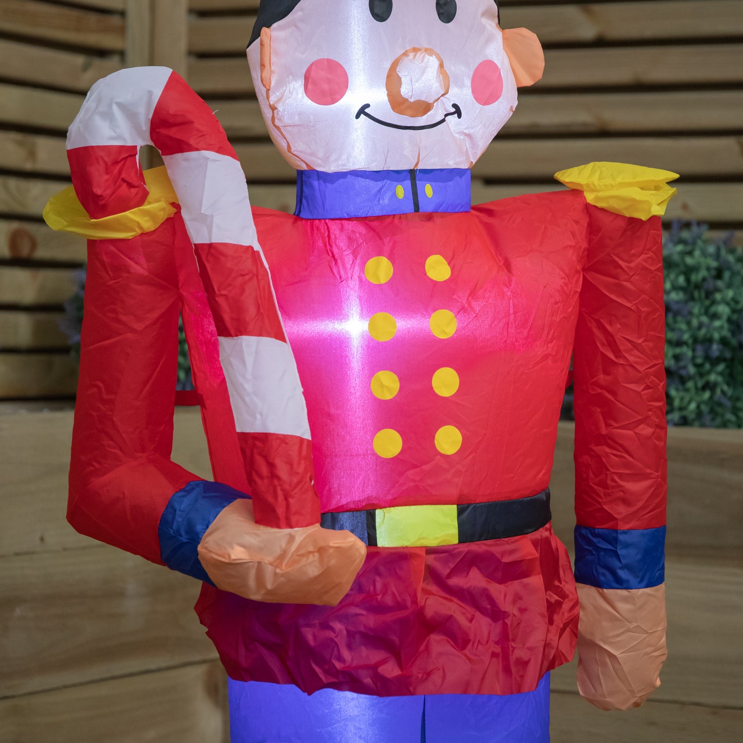 1.2m (4ft) Light up Toy Soldier with Candy Cane Christmas Inflatable Decoration