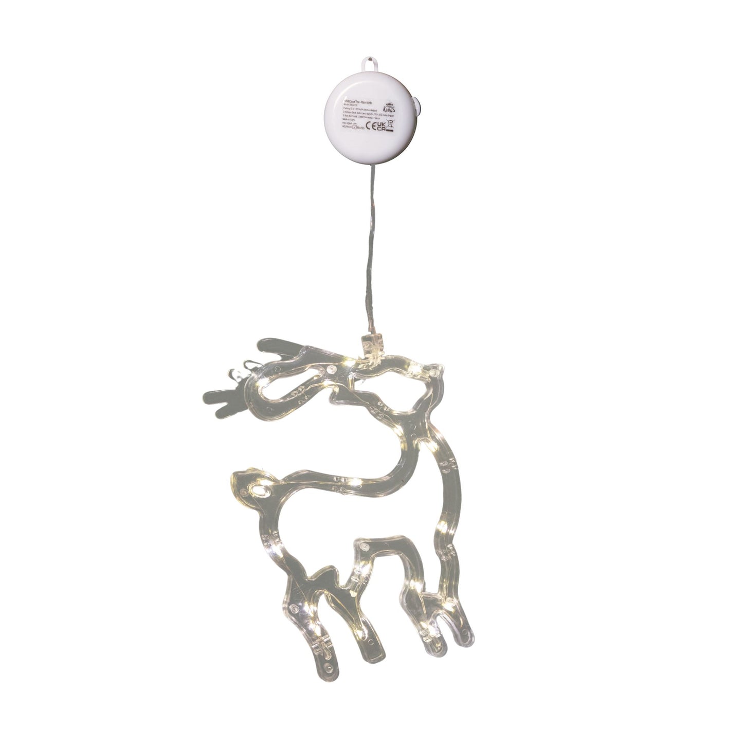 19cm Battery Operated Light up Christmas Reindeer Window Decoration with Warm White LEDs