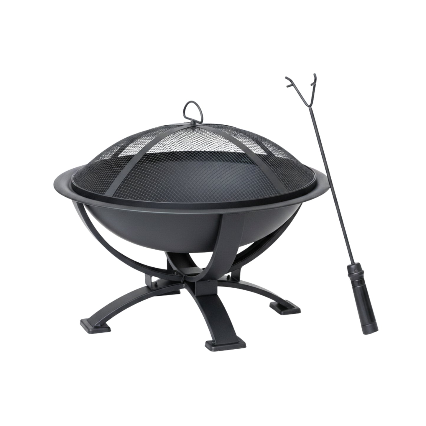 43cm Black Steel Outdoor Garden El Clasico Firepit with Fire Poker