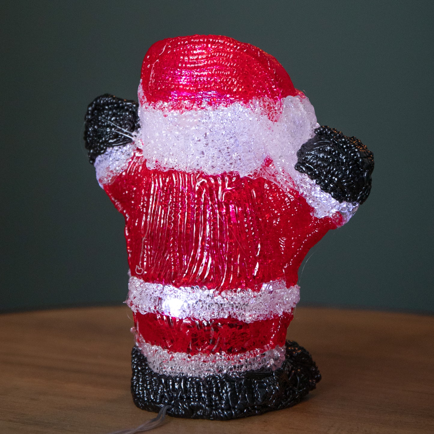 16cm Battery Operated Light up Christmas Ice Santa with 12 Cool White LEDs