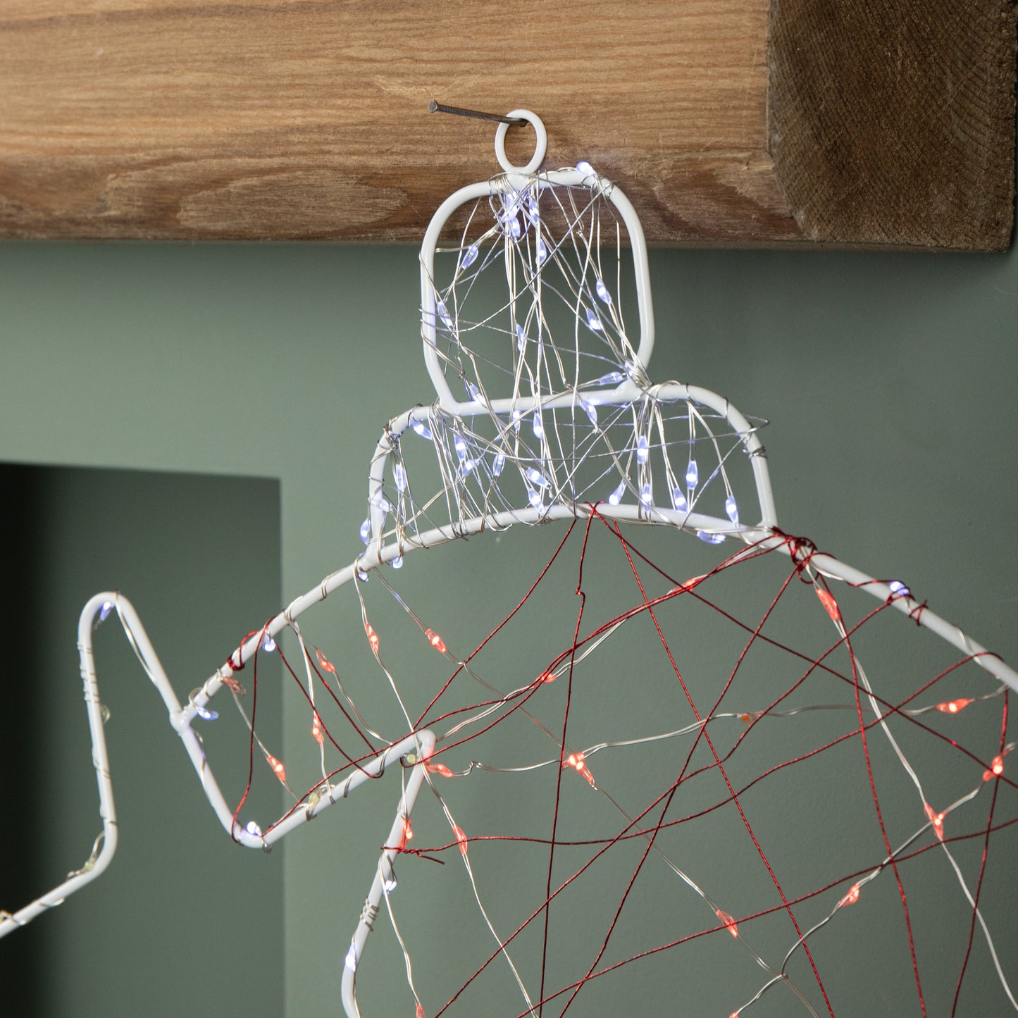 52cm x 42cm Light up Christmas Ball Dewdrop Silhouette with Twinkling Red and White LEDs