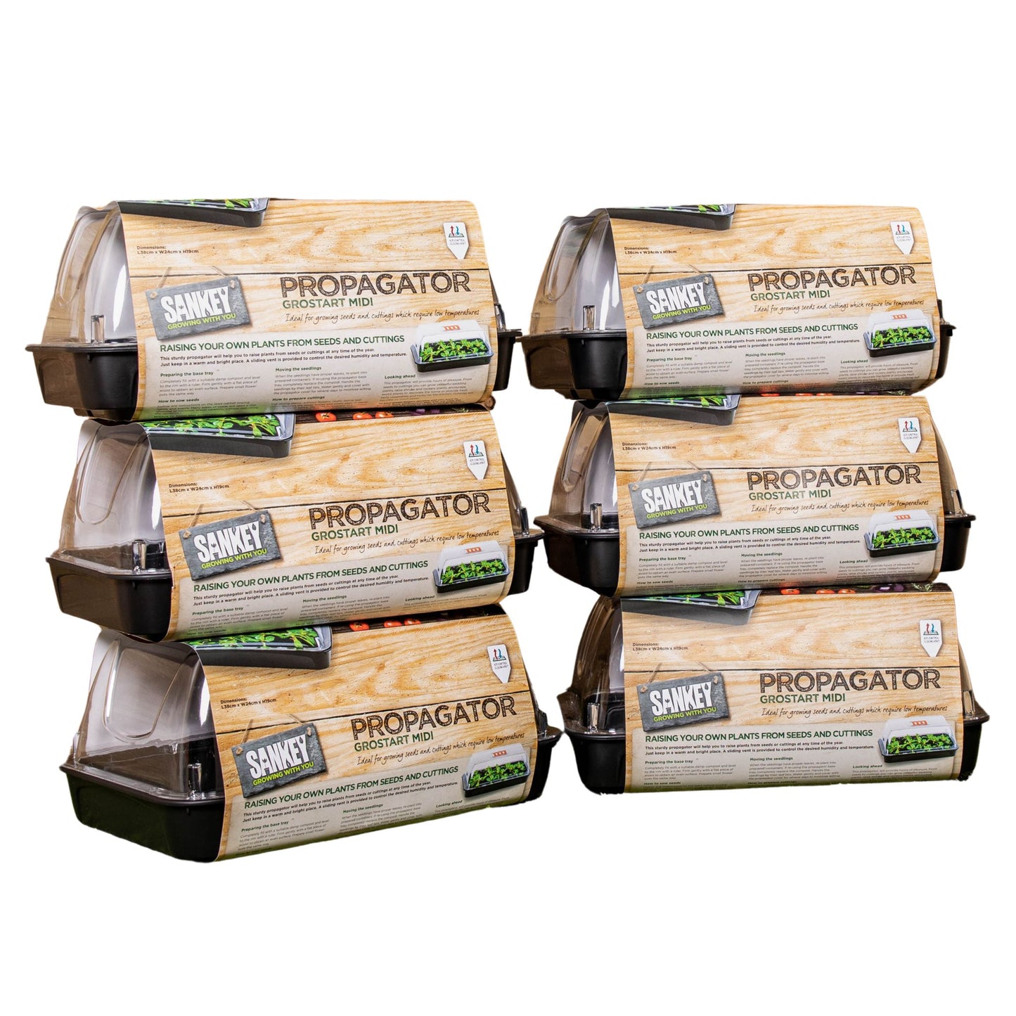 6 x 38cm Unheated Seed Starter Tray Grostart Midi Propagator Indoor Seedling Planter