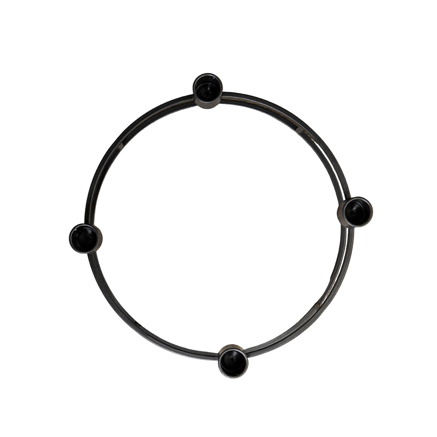 25cm Black Metal Taper Candle Ring Holder