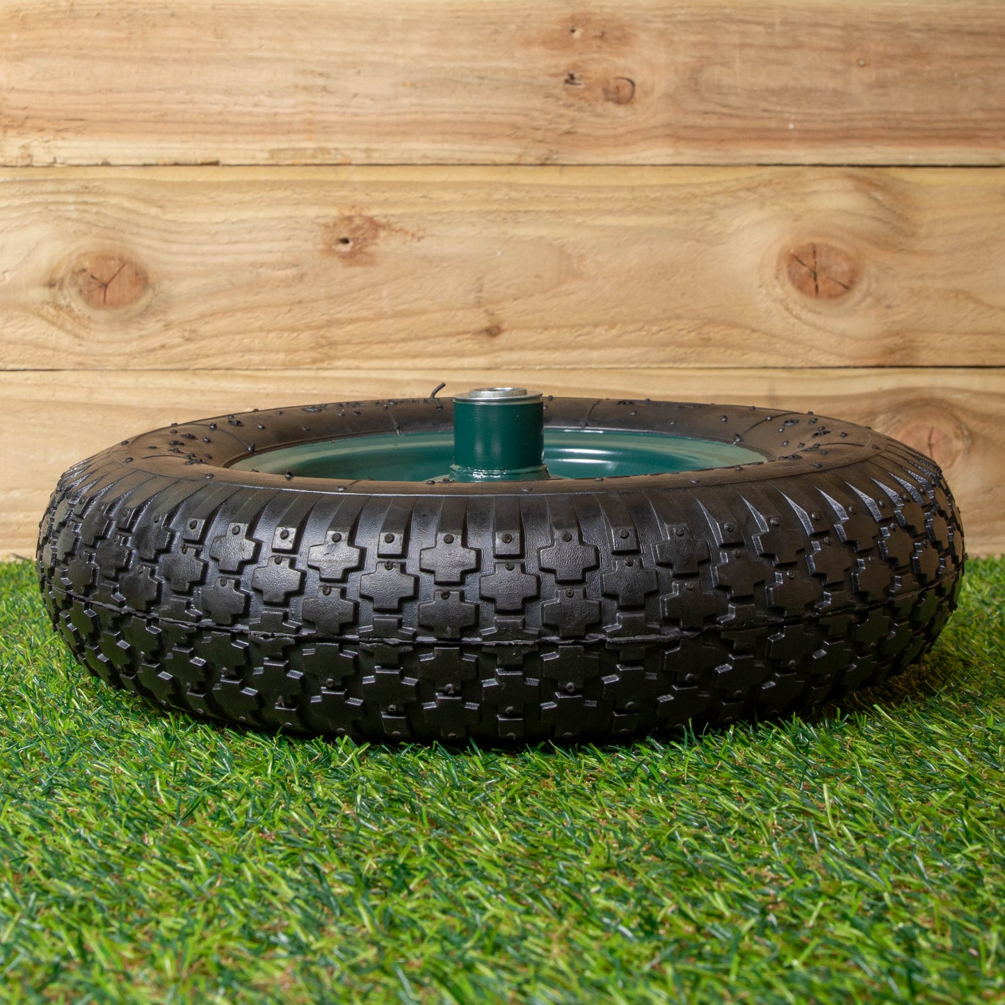 Replacement 16" x 4" Pneumatic Heavy Duty Garden Wheelbarrow Wheel & Axel In Green