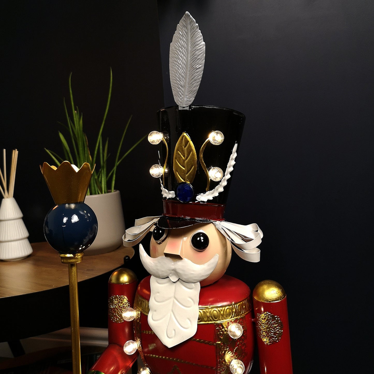 80cm Light Up Nutcracker Soldier LED Christmas Wooden Ornament Home Decoration