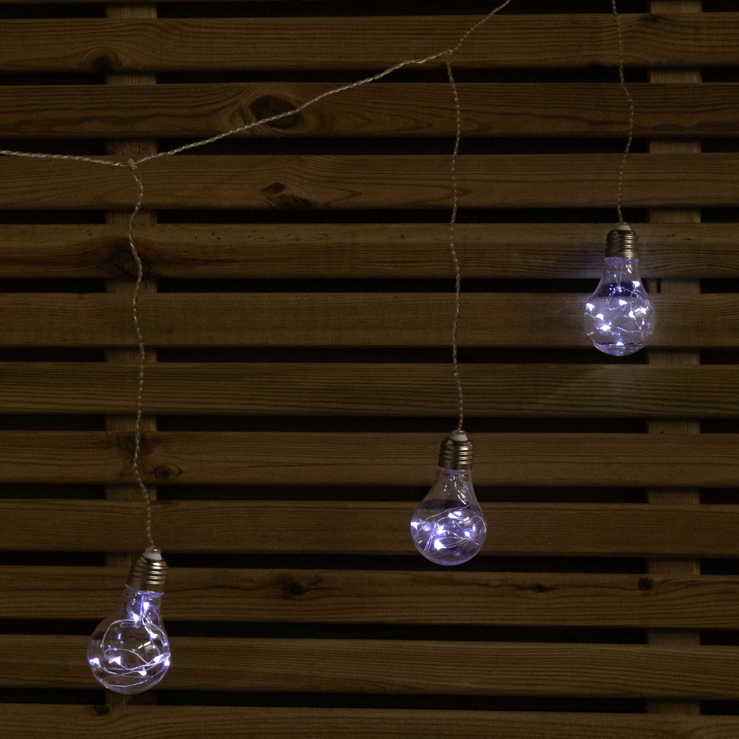 1.2m Set of 5 Battery Operated Light up Edison Style Bulbs with 40 Cool White LEDs