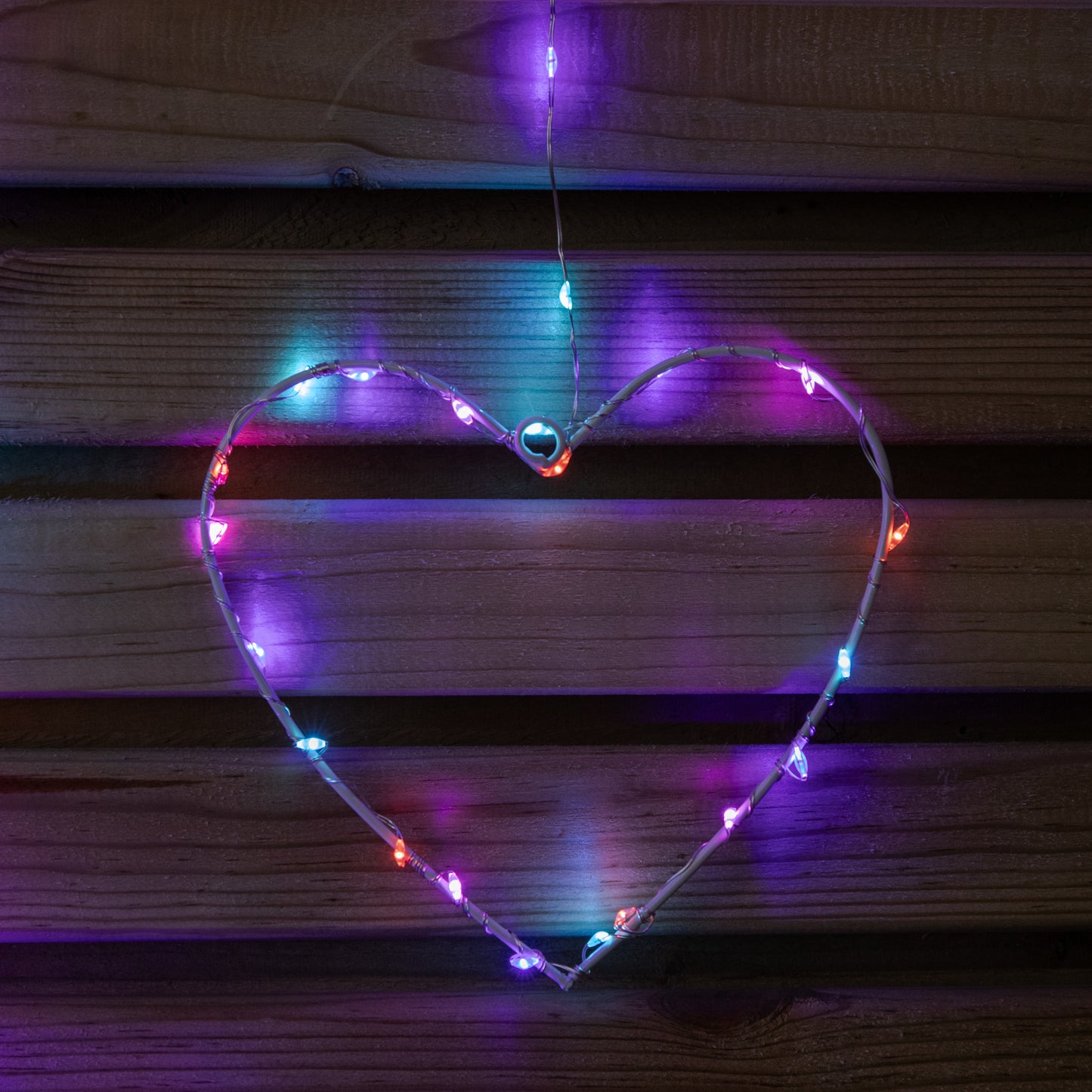 1.2m x 1.2m Light up Heart Pin Wire Christmas Curtain Lights with 303 Rainbow LEDs
