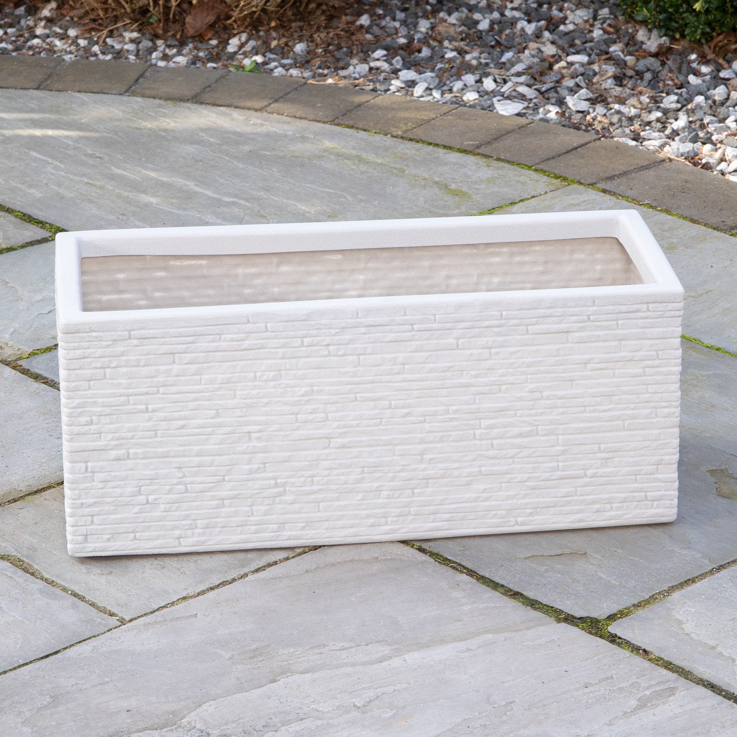 25cm Plastic Slate Effect Garden Patio Trough in Stone