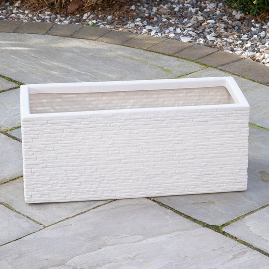25cm Plastic Slate Effect Garden Patio Trough in Stone