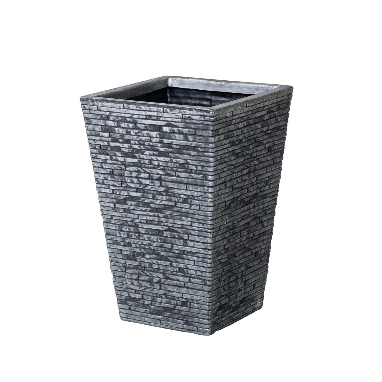 30cm x 45cm Large Square Plastic Slate Effect Garden Planter in Dark Grey