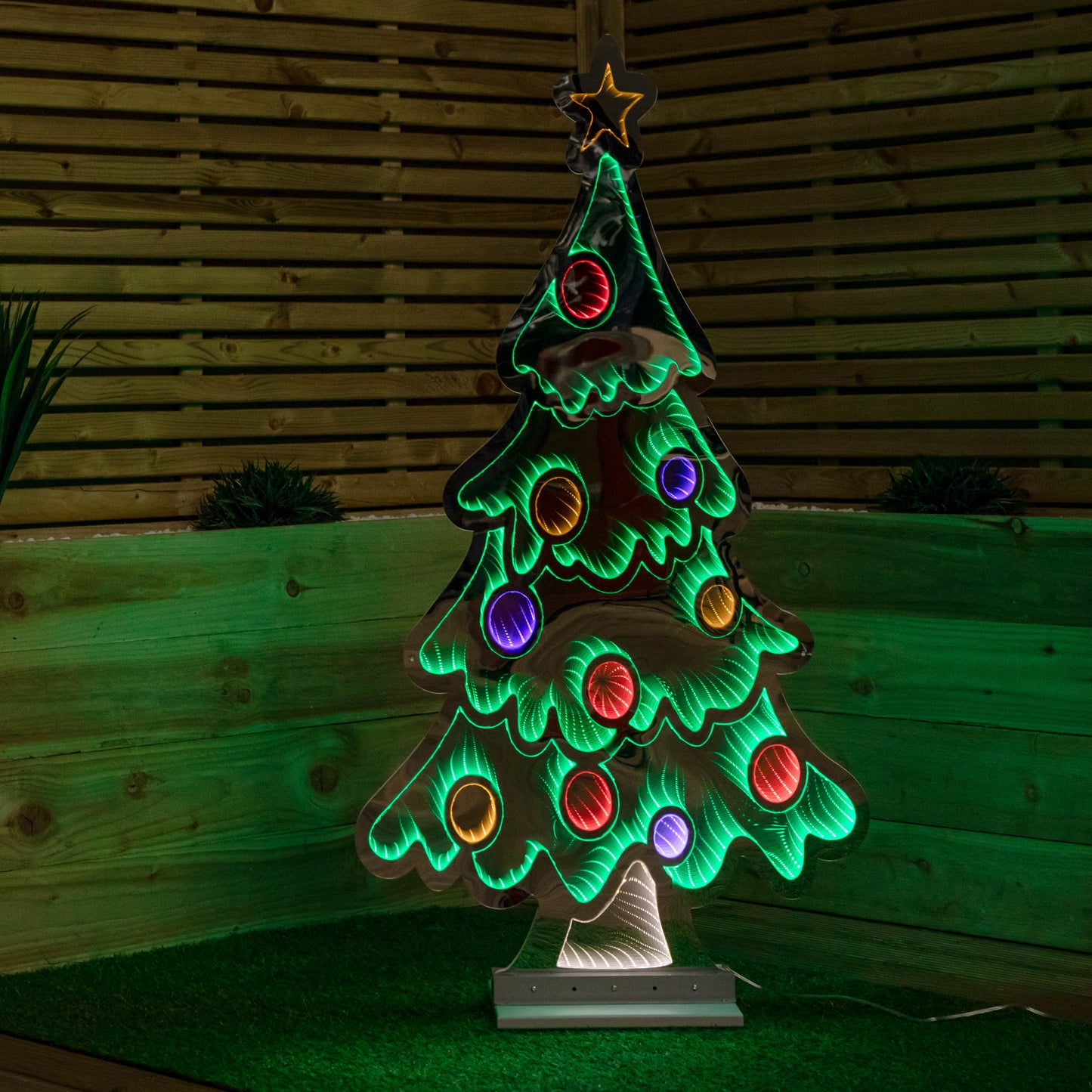 4ft (1.2m) Tall Light up Christmas Tree Infinity Decoration with Multi-Coloured LEDs