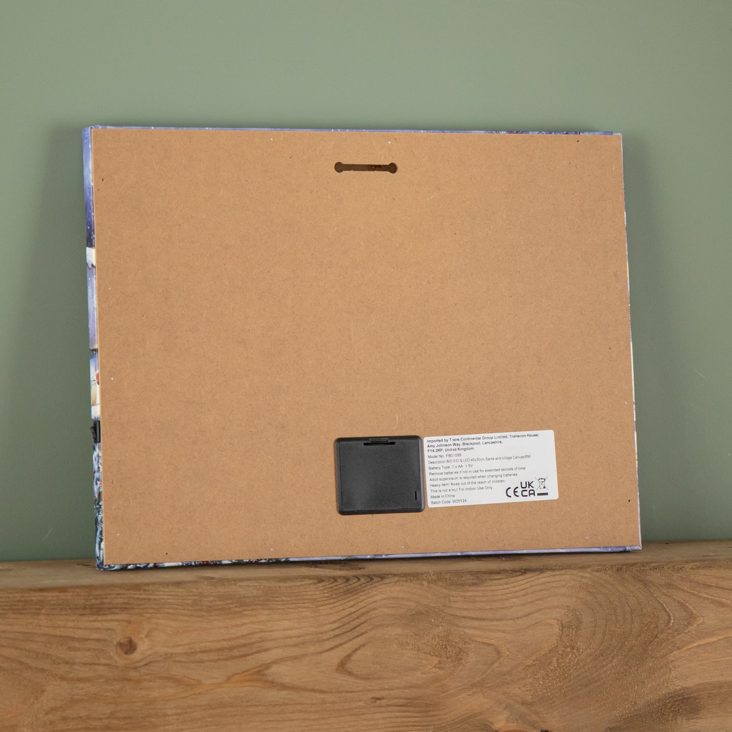 40 x 30cm Battery Operated Light up Fibre Optic Santa and Village Christmas Wall Canvas