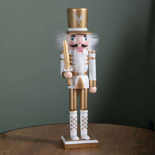 30cm Wooden Christmas Nutcracker Soldier Decoration with White Body and Shoes
