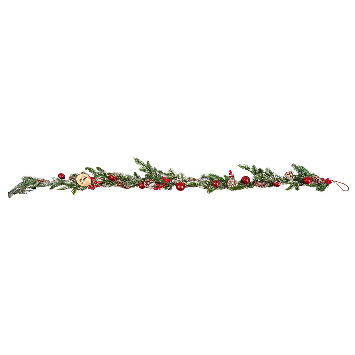 1.9m Christmas Frosted Pinecone Garland with Red Berries and Baubles