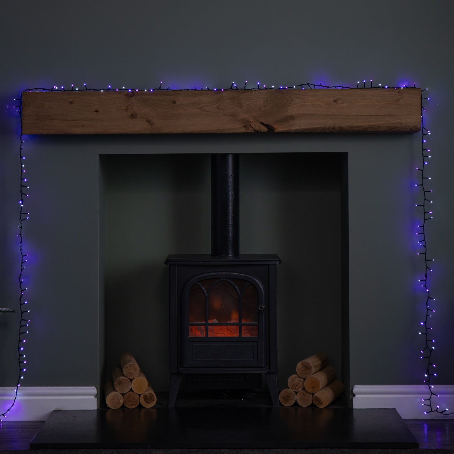 37.5m 1500 LED TreeBrights Christmas String Lights with Timer in Blue, White & Purple