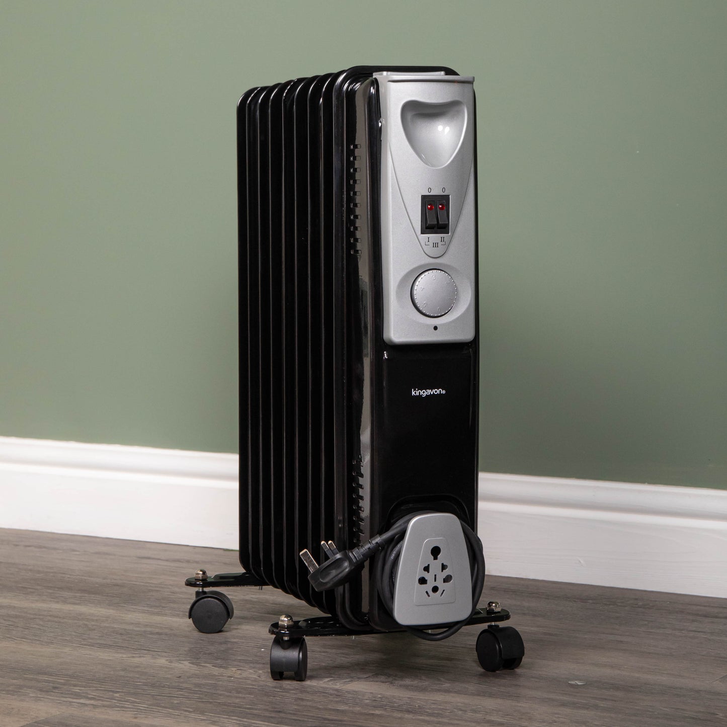 2000w 2kw 9 Fin Slimline Black Oil Filled Radiator Heater with Adjustable Thermostat